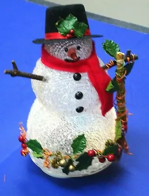 Vintage 8.5  Plastic Musical Snowman-Lited-Battery Operated-White Christmas 1980 • $14.99