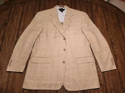 Tommy Hilfiger Designer Beige Plaid Tailored Mens Sports Business Jacket Coat • $29.95