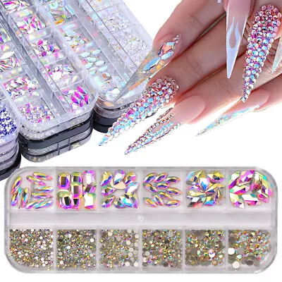 12Box/Set Mix SHAPE Crystal Rhinestone Diamond NON Hotfix Nail Art Decoration • $5.77