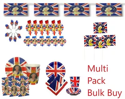 BULK BUY Union Jack Packs King's Charles III  Respect Tableware Décor UK • £16.09