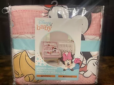 Disney Baby Minnie Mouse   Hello Gorgeous   3 Piece Crib Bedding Set NEW • $25
