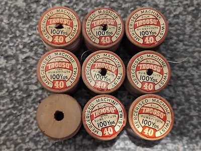 9 Vintage Wooden Trooso Cotton Reels No. 78 89 105 237 143 248 120 • £14.99