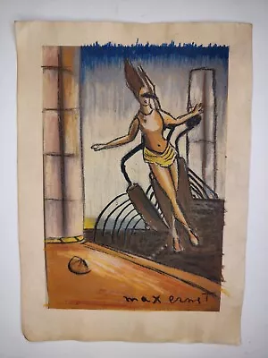 Max Ernst Painting Drawing Vintage Sketch Paper Signed Stamped • $99.98