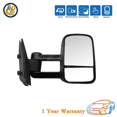 ★Right Manual Towing Mirror For 07-13 Chevrolet Silverado GMC Sierra 1500 6.0L • $53.88