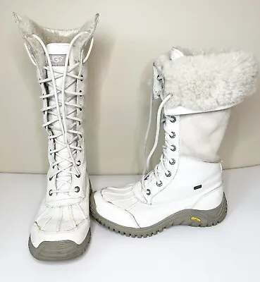 Ugg Adirondack Tall White Leather Suede Winter Snow Boots Womens Size 7 READ • $82.95