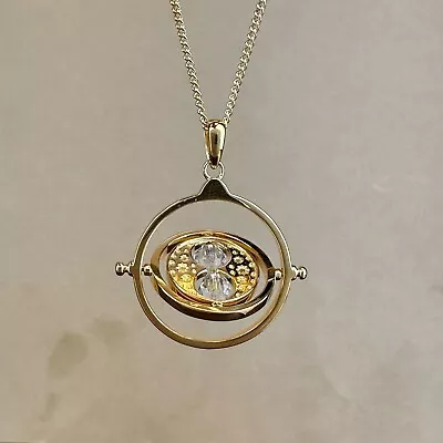 Time Turner (Harry Potter) Spinning Gold Plated Necklace With Crystals • $133