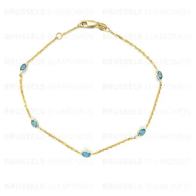 14K Solid Yellow Gold December Birthstone Natural Blue Topaz Bracelet 7 -10  • $438.56