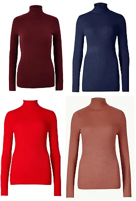 £11.99 • Buy Ladies Ex M&S Ribbed Roll Neck Polo Turtleneck Knitted Pullover Womens Jumper