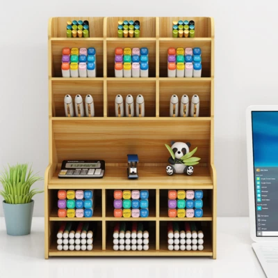 $20.50 • Buy Wooden Organizer Office Desk Storage Container Pen Pencil Holder DIY GIFT