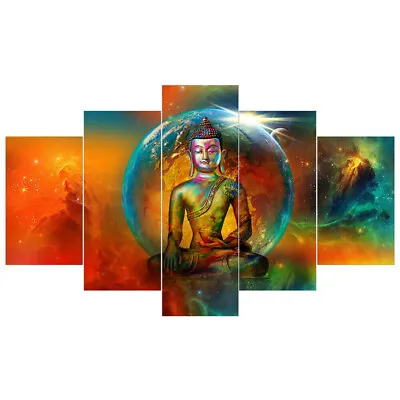 Buddha Universe Nebula 5 Piece Canvas Print Wall Art Poster Home Decoration • $56.73