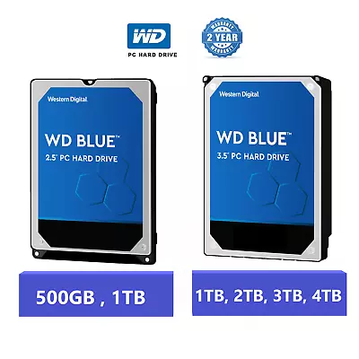 WD Blue 2.5in/3.5in Internal Desktop Hard Drive 500gb/1TB/2TB/3TB/4TB 2 YEARS • $97.85