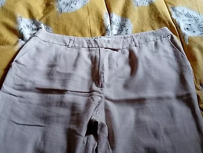 Ladies M And S Linen Mix Trousers Size 16 • £5