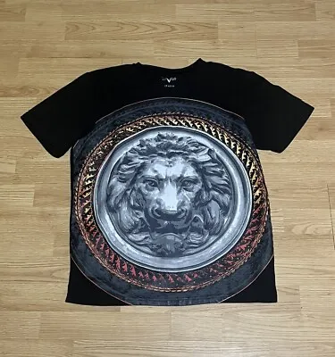Versace V Italia 1969 19-69 Lion Medusa Men’s Medium Black Shirt Embroidered • $65