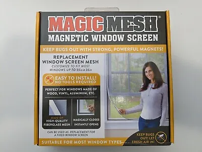 Magic Mesh Magnetic Window Screen Customize To Fit Most Windows Up To 55” X 36” • $25