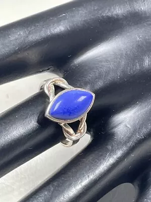 925 Sterling Silver Lapis Lazuli Marquise Shape Ring Size 7 Infinity Knot 3246 • $19.43