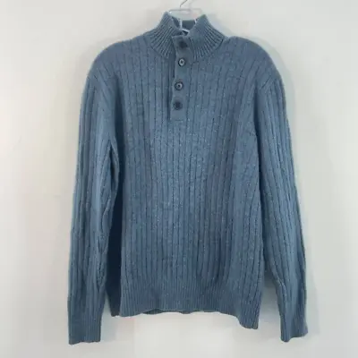 Banana Republic Blue Pullover Button Up Wool Sweater Mens Size L • $24.50