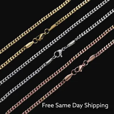 Stainless Steel Gold Plated Cuban Chain Necklace Unisex Hip Hop Jewelry Men Wome • $5.49