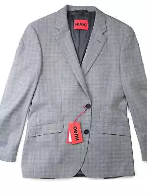 Hugo Boss Men's Wool Blend Check Suit Jacket Grey Blue Plaid Check 42R • $119.99