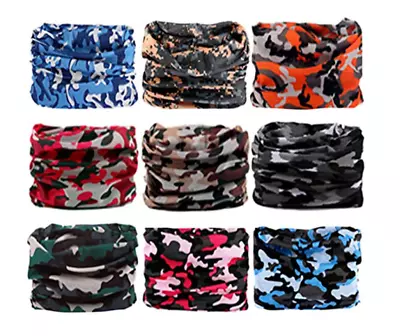 9 Pack Bandana Headbands – Multifunctional Seamless Biker Scarf Neckwarmer • $14.99