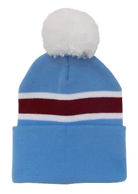 £8.99 • Buy Manchester City Supporters Sky Blue, White, And Claret Traditional Bobble Hat