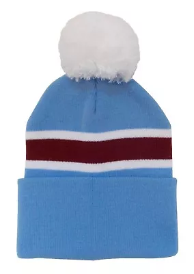 £8.99 • Buy Manchester City Supporters Sky Blue, White, And Claret Traditional Bobble Hat