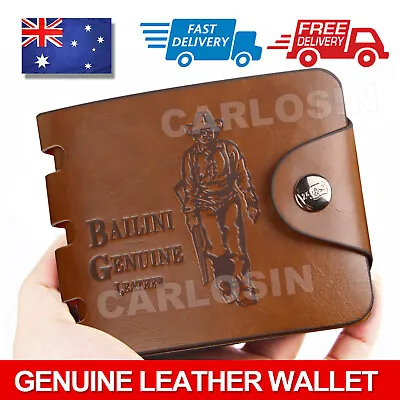$8.95 • Buy OZ Genuine Leather Cowhide Mens Wallet Brown Business Credit Card Holder Stylish