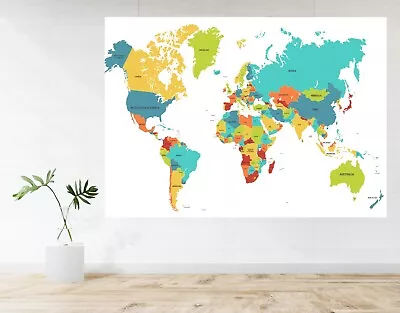 World Map Atlas Educational A1 LAMINATED Large Poster Art Print Gift • £14.99