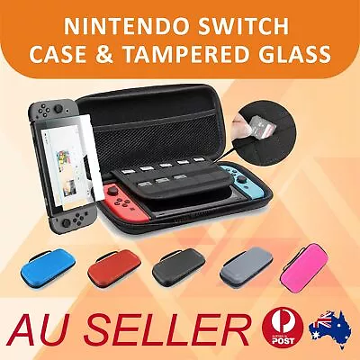 Nintendo Switch EVA Hard Carrying Case Bag & Tempered Glass Screen Protector • $16.70