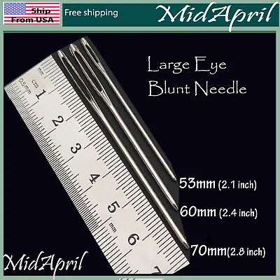  Large Eye Blunt Needles Steel Yarn Knitting Needles Sewing Needles -3 Sizes • $4.69