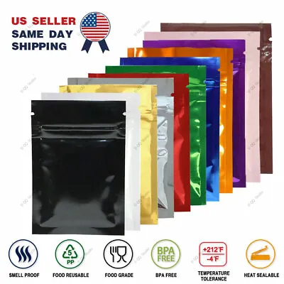 Multi-Size Both Sided Colored Glossy Mylar Foil Zip Lock Bag Wholesale Z01 • $118.93