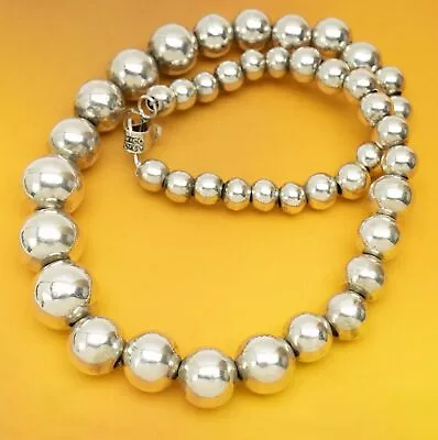 15.7  Vinage Mexico Sterling Silver Graduated Bead Necklace • $85