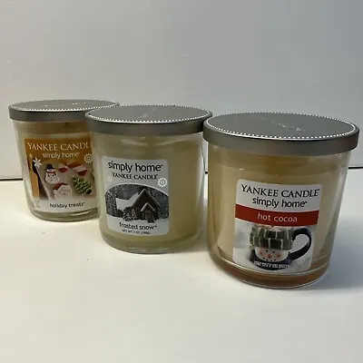 Yankee Candle Simply Home Lot Of 3 Holiday Treats ~ Frosted Snow ~ Hot Cocoa 7oz • £40.87