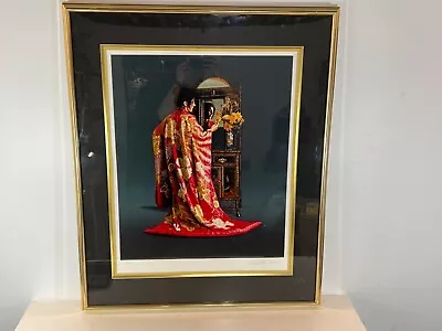 £971.04 • Buy Vintage Douglas Hoffmann “Red Kimono” 1984 Signed Limited Lithograph Framed
