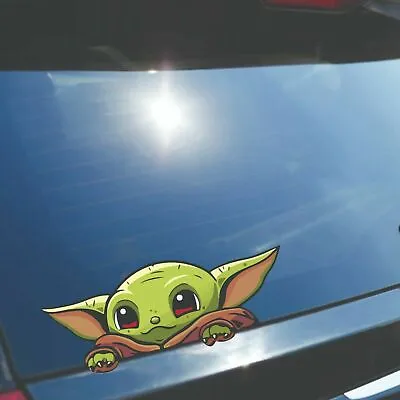 Peeping Baby Yoda Sticker 200mm X 85mm - Decal For Car Truck 4x4 Window Laptop • $4.99