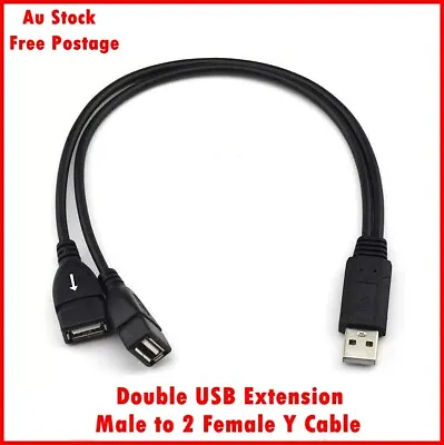 $5.99 • Buy Double USB Extension Male To Female Y Cable Cord Power Adapter Splitter