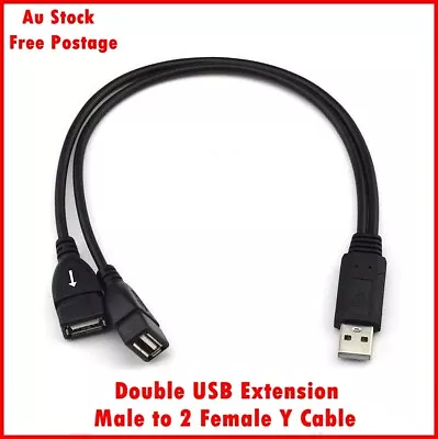 Double USB Extension Male To Female Y Cable Cord Power Adapter Splitter • $6.50