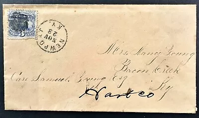 US COVER 1870's NEWPORT KY TO BACON CREEK KY 3c Sc 114 STEAM ENGINE CORK CANCEL • $6