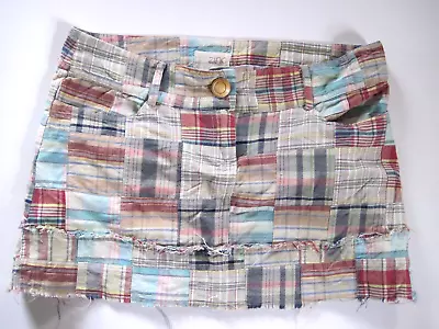 ZINC Womens Size 9 Madras Plaid Patchwork Cotton Colorful Mini Skirt Y2K • $19