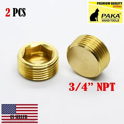 2Pcs 3/4  NPT Male Brass Internal Hex Head Socket Pipe Plugs End Cap • $8.99
