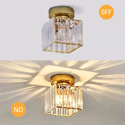 Crystal Square LED Ceiling Lights Shade Dinning Room Kitchen Hallway Wall Lamps • £18.65