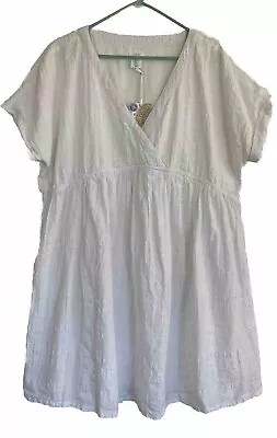 SIGRID OLSEN *New* Textured White Cotton Lined Dress Sz XL • $32.99