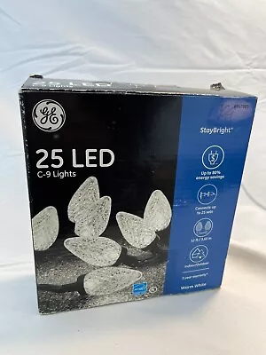 GE StayBright 25-Count Clear  Green Wire C9 LED Christmas String Lights TESTED • $12