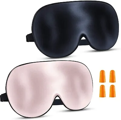 $6.97 • Buy SLEEP MASK Therapy Eye Silk Soft Mask Cover Men Women SPA Adjustable 2 Pack