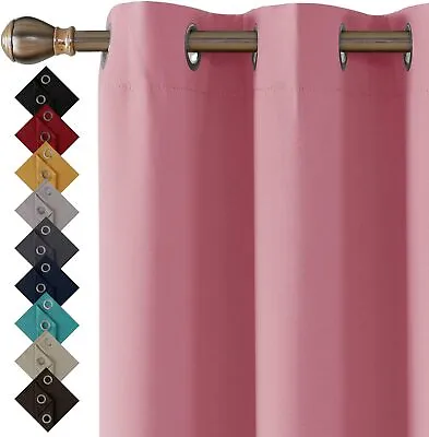 Thermal Insulated Blackout Curtains Eyelet Ring Top Ready Made Pair + Tie Backs • £19.99