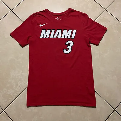 2017 NIKE Dri-Fit Miami Heat Dwyane Wade #3 NBA Basketball T-Shirt Small HOF Red • $14.95