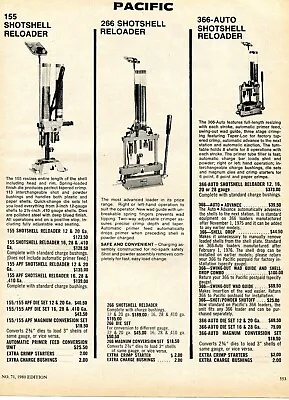 1980 Print Ad Of Pacific Shotshell Reloader Model 155 266 & Auto 366 • $9.99