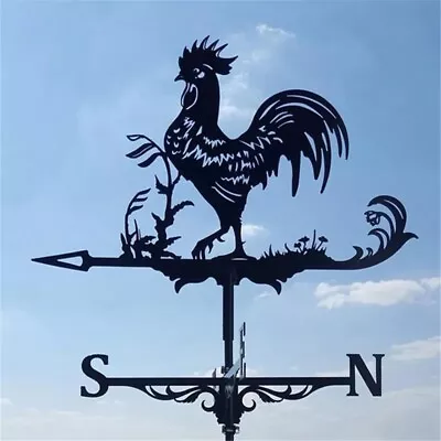 Metal Cockerel Weathervane Black Crafted Garden Ornament Rooster Wind Decor Gift • £24.99