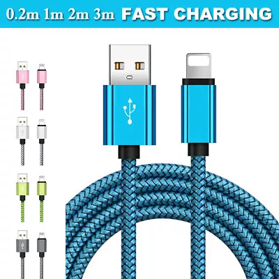 6ft 10ft USB Fast Charging Charger Cable For IPhone 14 13 12 11 7 8 6 IPad Cord • £5.14