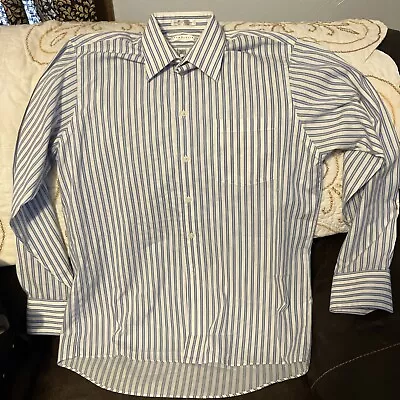 Van Heusen Dress Shirt 15.5 34/35 Stripes/striped White Blue • $7.99
