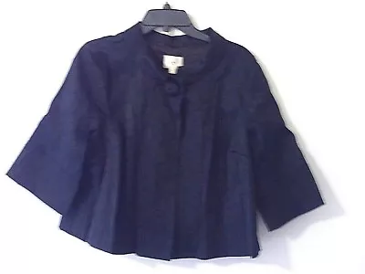 Eci New York Womens Jacket SZ 12 Black-Navy Collar 3/4 Sleeve  Pleat In Back • $21.99